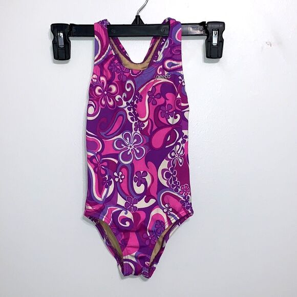 Speedo | Little Girls Purple Pink one piece Swimsuit Bathing Suit - Picture 1 of 9